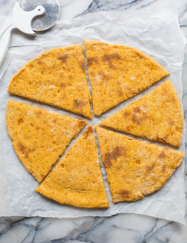 Sweet Potato Pizza Crust cut up