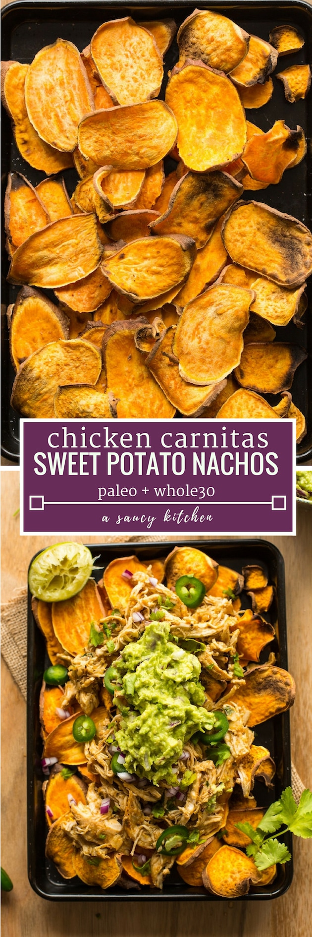 sweet potato nachos with chicken carnitas