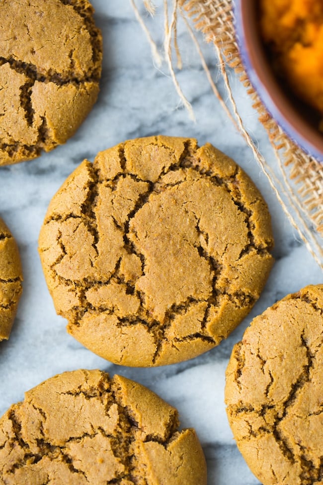 Paleo Pumpkin Cookies on a marble background 