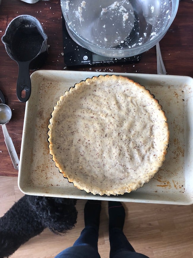 Coconut Flour Pie Crust on a baking tray