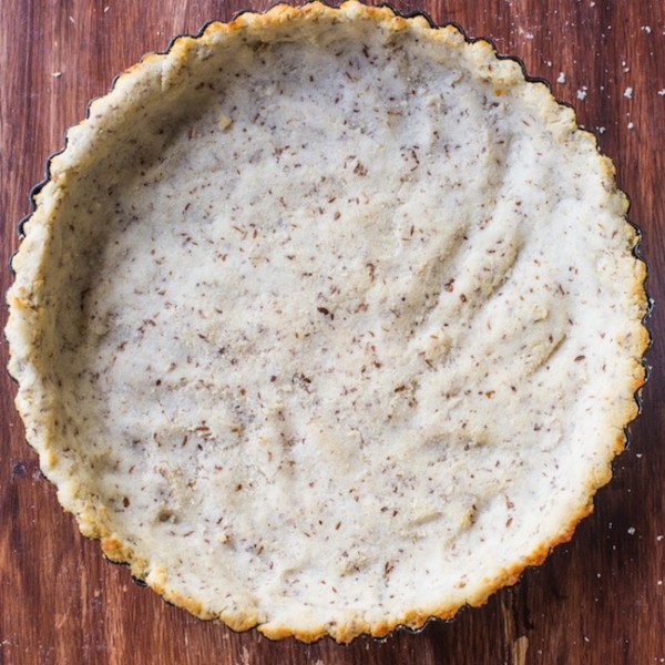 Coconut Flour Pie Crust on a wood background