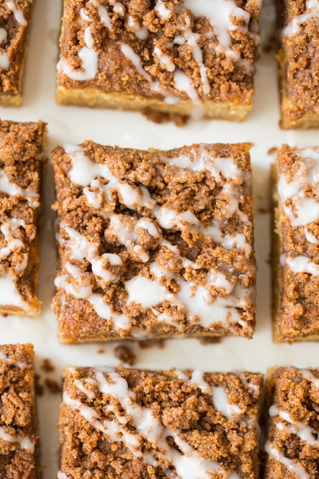 paleo coffee cake with a glazed top