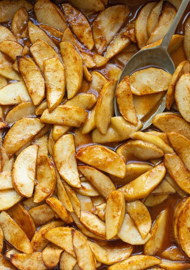 Baked Cinnamon Apples with spoon