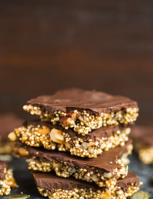 Chocolate Covered Seedy Quinoa Brittle