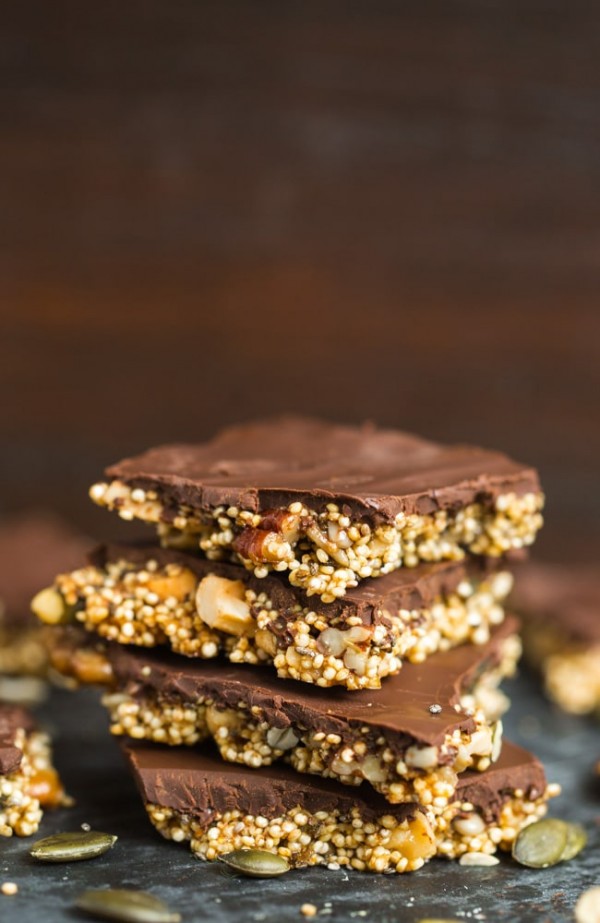 Chocolate Covered Nut & Seed Quinoa Brittle A Saucy Kitchen