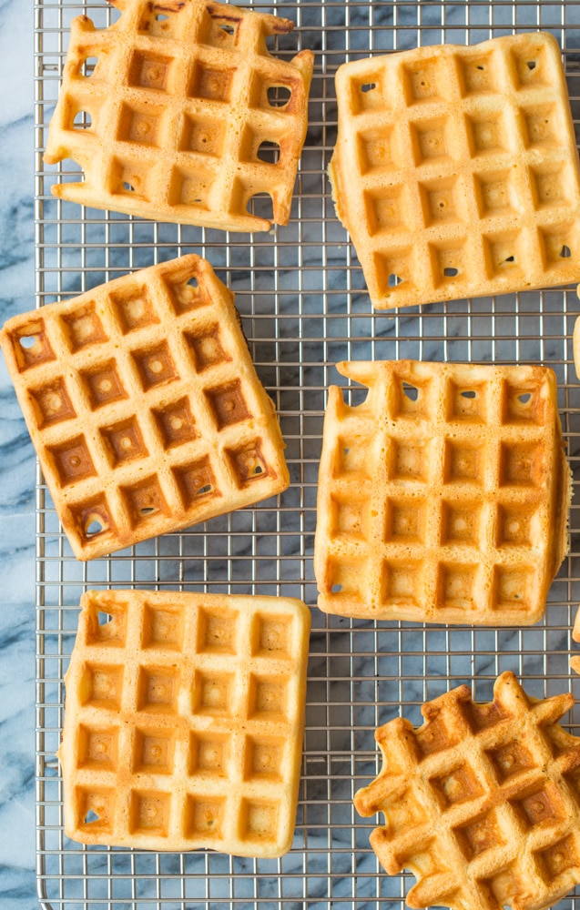 Gluten Free Waffles on a wire rack