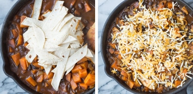 Sweet Potato & Black Bean Enchilada Skillet collage