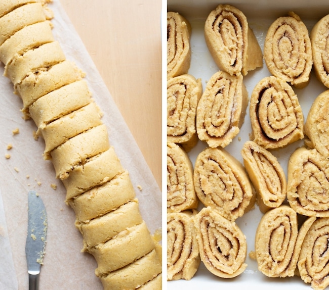 gluten free cinnamon rolls dough collage