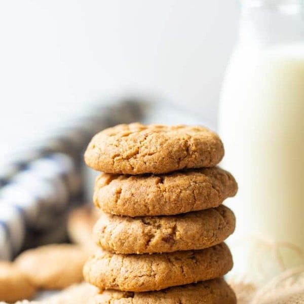 gluten free vegan peanut butter cookies stack