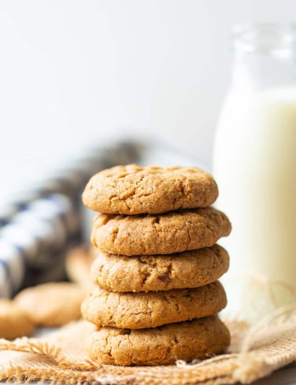 gluten free vegan peanut butter cookies stack