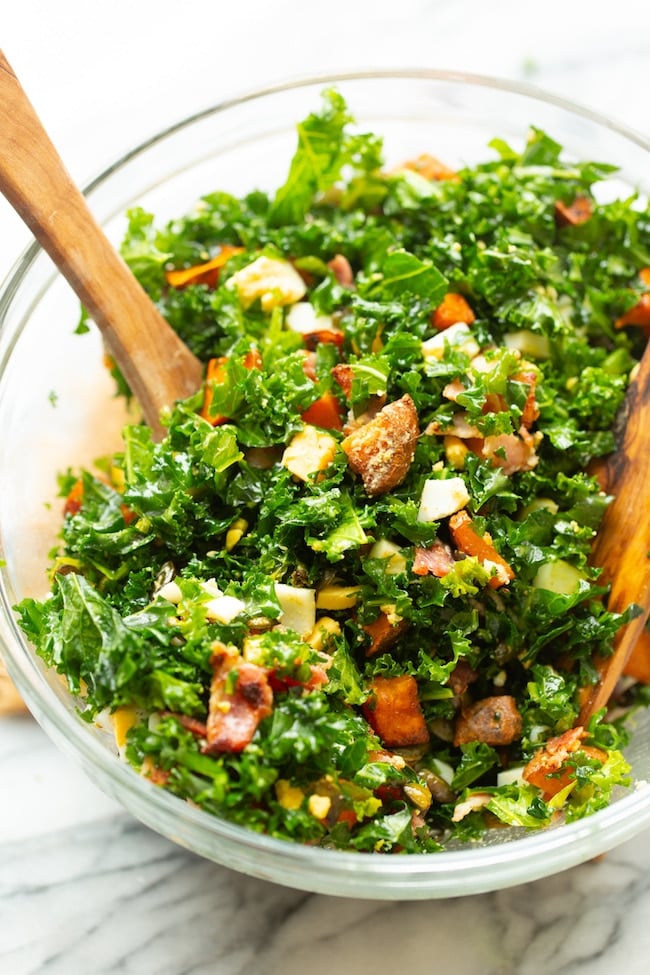 kale sweet potato breakfast salad in a bowl