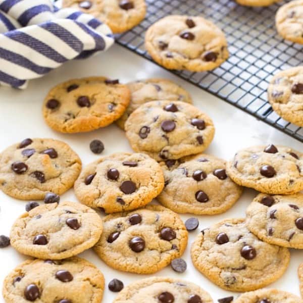 Almond Flour Chocolate Chip Cookies cookies piled