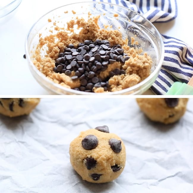 Almond Flour Chocolate Chip Cookies cookie dough collage