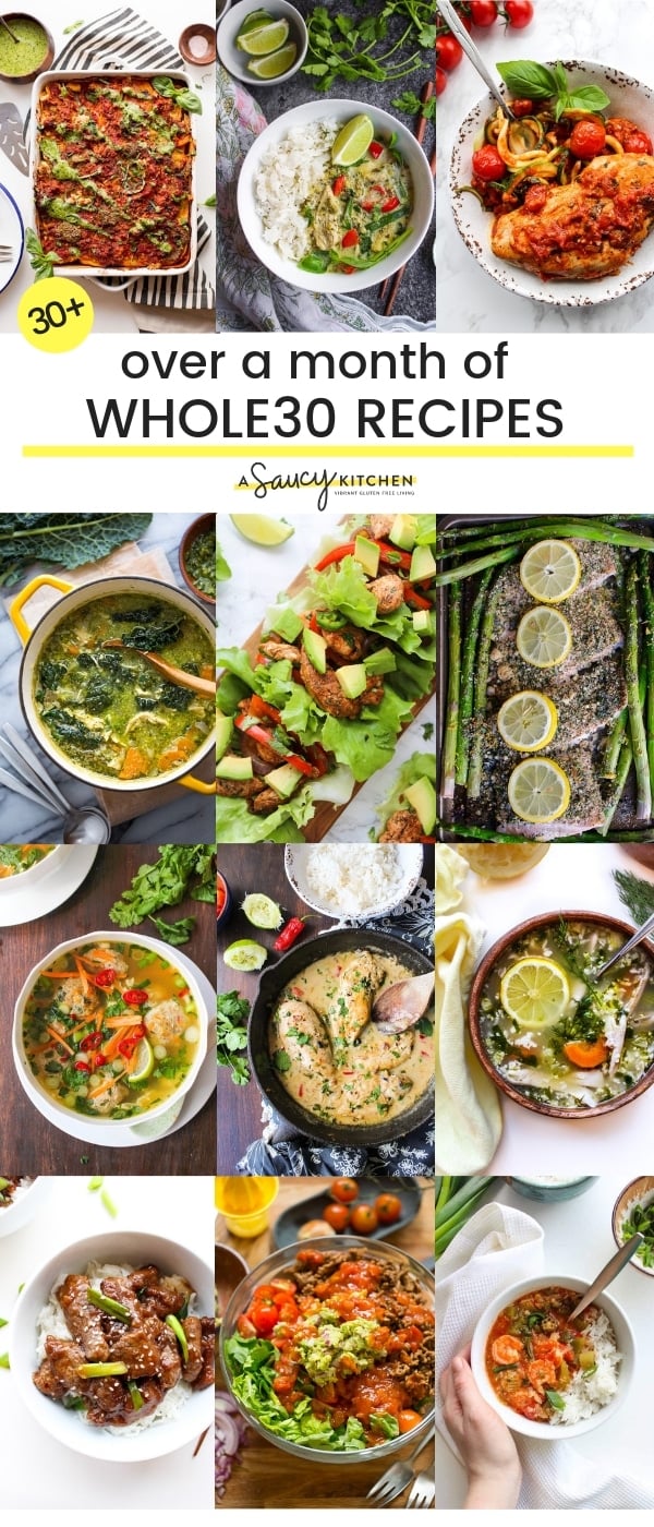 over a month of whole30 recipes pin graphic