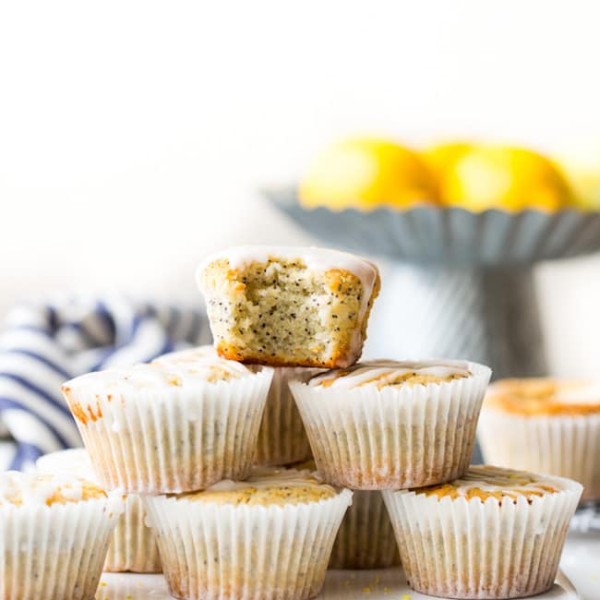 Paleo Vegan Lemon Poppy Seed Muffins stack