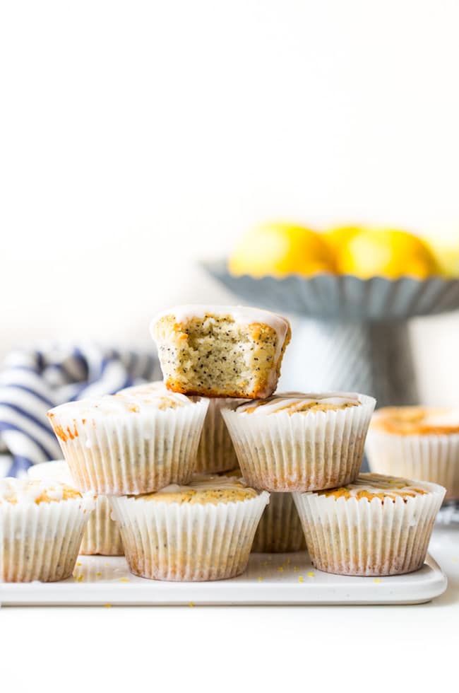 Paleo Vegan Lemon Poppy Seed Muffins stack