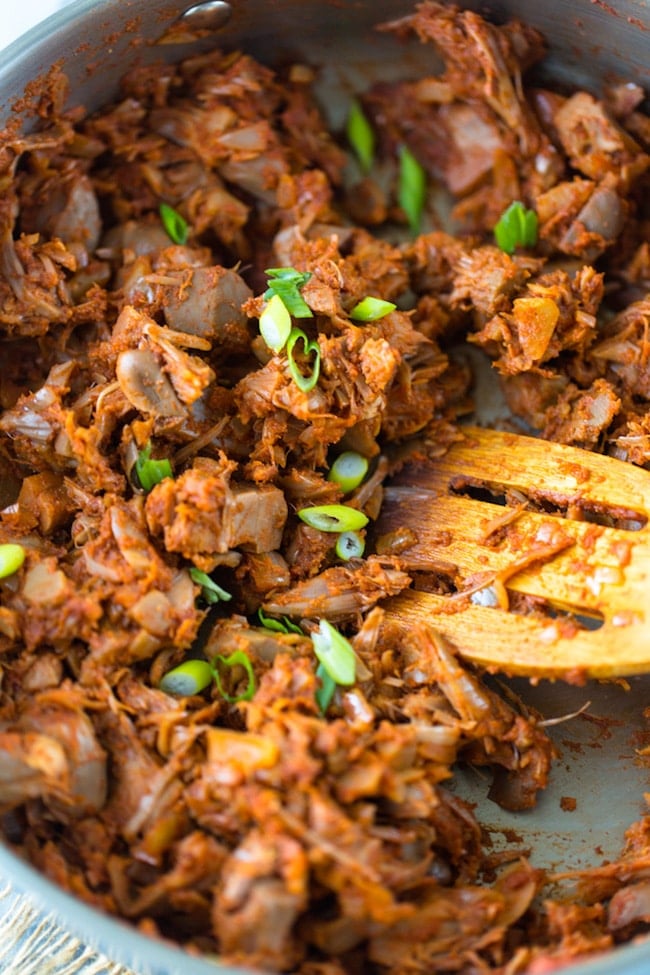 Whole30 BBQ Jackfruit topped with green onions