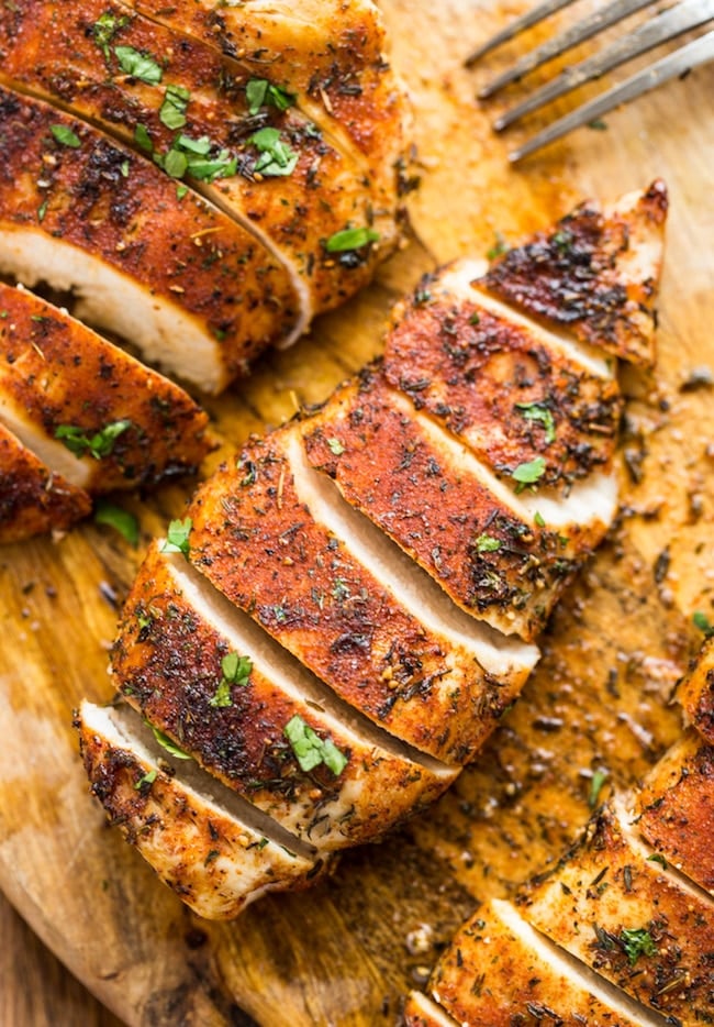 sliced baked chicken breast