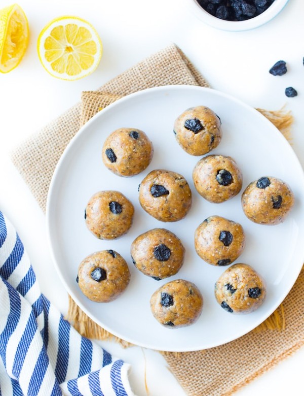 Blueberry Paleo Energy Balls on a plate