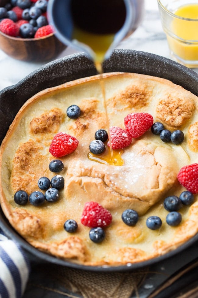 Gluten Free Dutch Baby with maple syrup