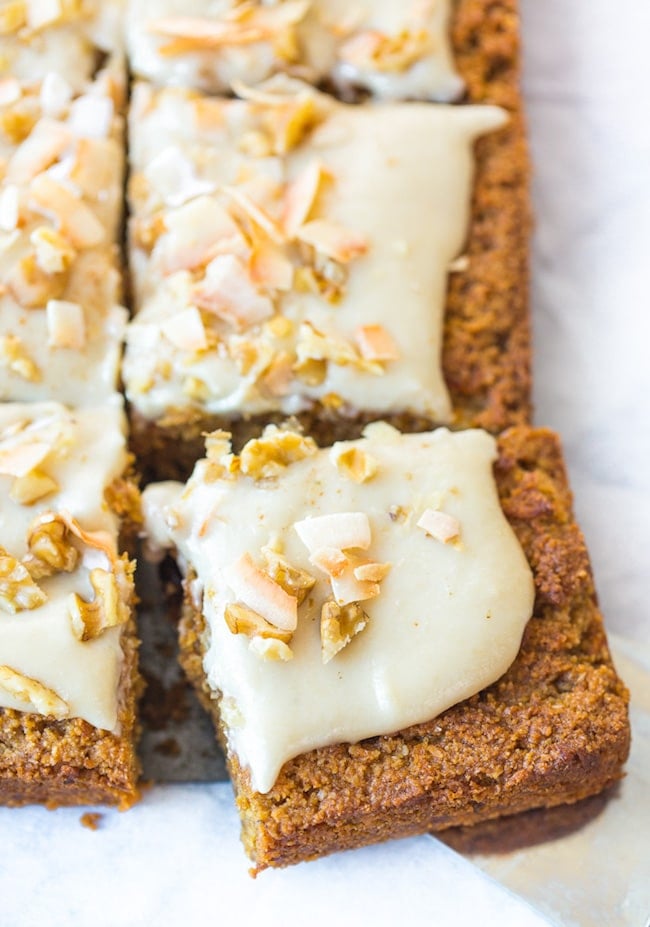 slice of vegan carrot cake bars