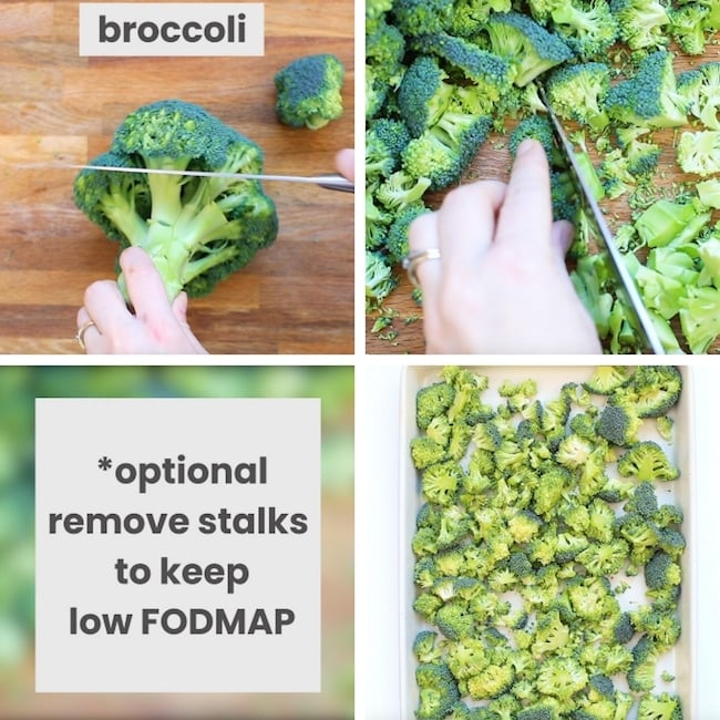 roasted broccoli salad collage: broccoli prep