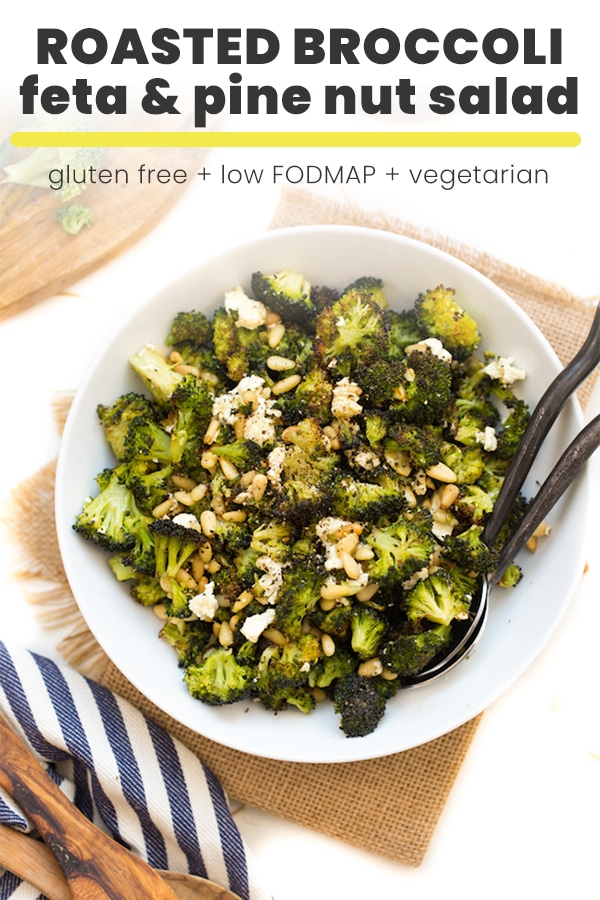 roasted broccoli salad with feta and pine nuts