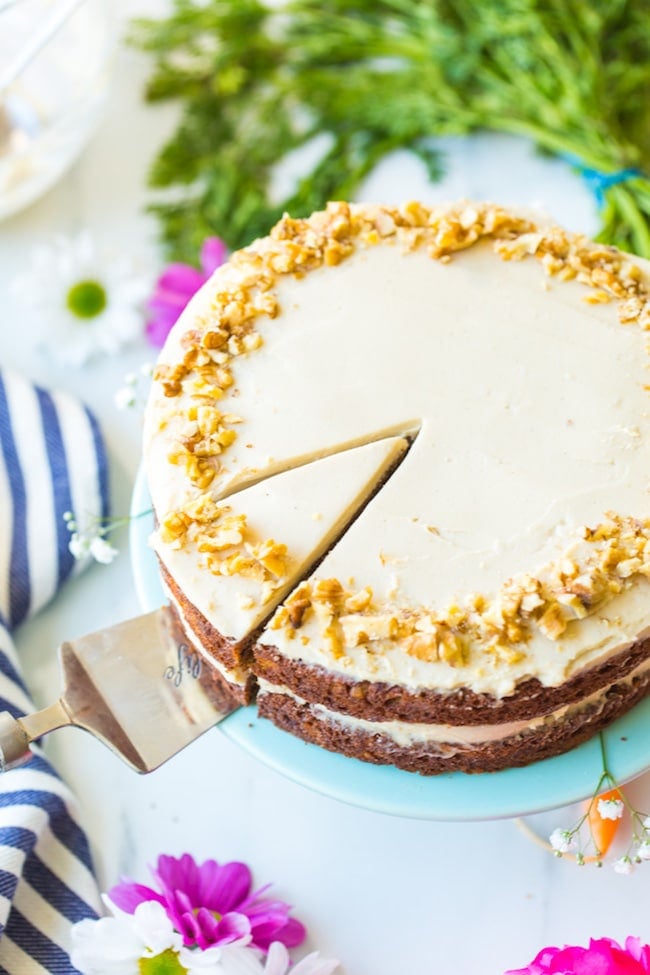 Paleo Carrot Cake with a Cashew Cream Frosting slice