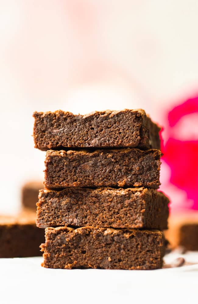 coconut flour brownies stacked