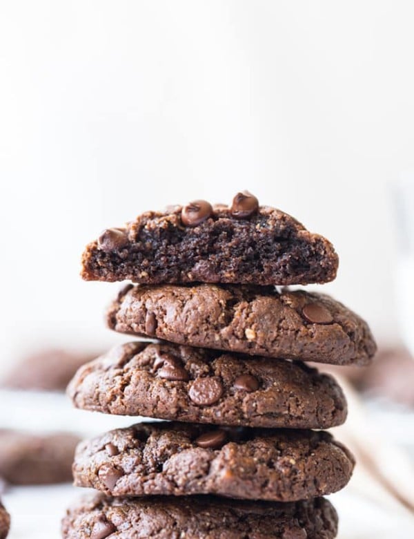 stack of Flourless Chocolate Peanut Butter Cookies