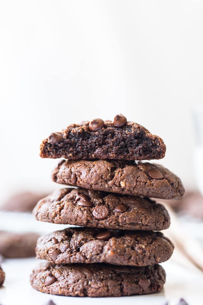 stack of Flourless Chocolate Peanut Butter Cookies