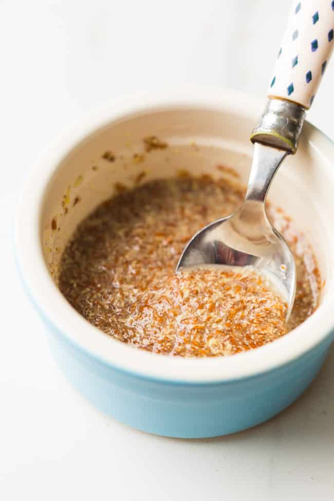 flax egg in a small bowl with a spoon