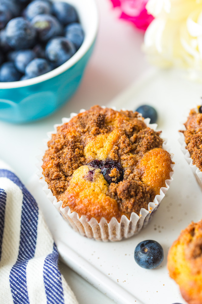 paleo Blueberry muffin with a bite taken out