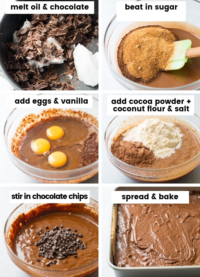 coconut flour brownies collage