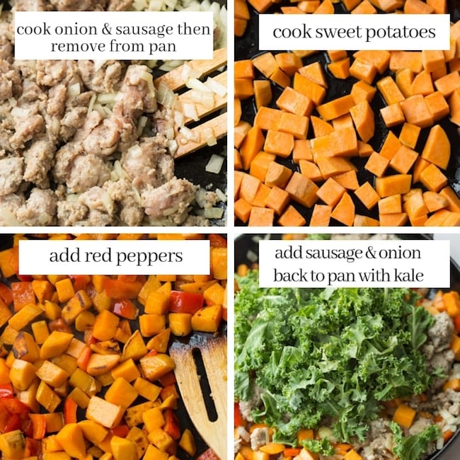 Sausage Kale Sweet Potato Hash pin graphic