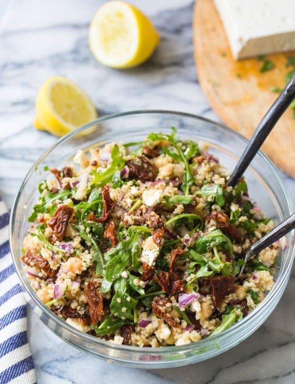 Chickpea Quinoa Mediterranean Salad in a bowl