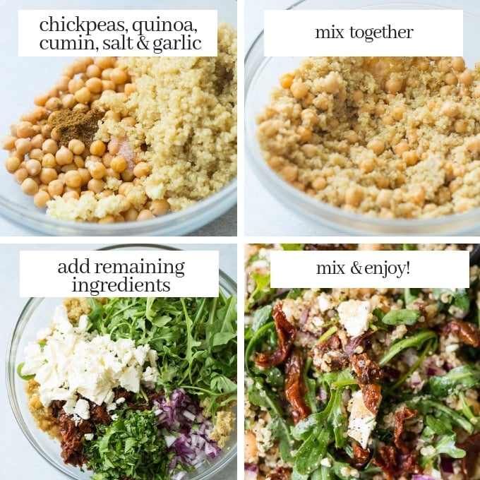 Chickpea Quinoa Mediterranean Salad collage