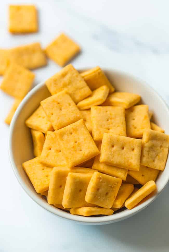 homemade gluten free crackers in bowl