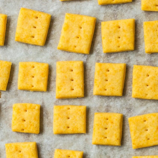 gluten free crackers baked on a tray