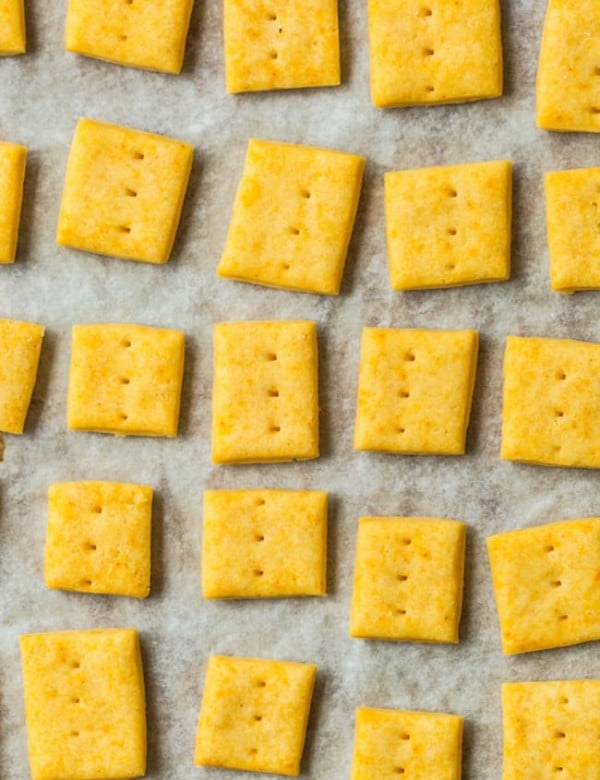 gluten free crackers baked on a tray