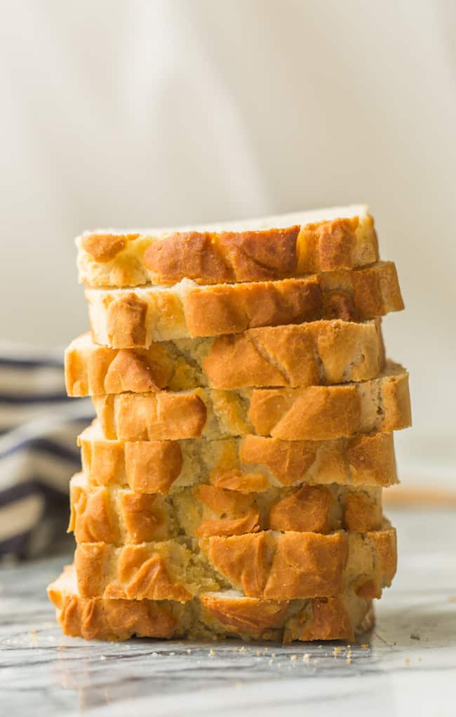 Gluten free bread sliced and stacked