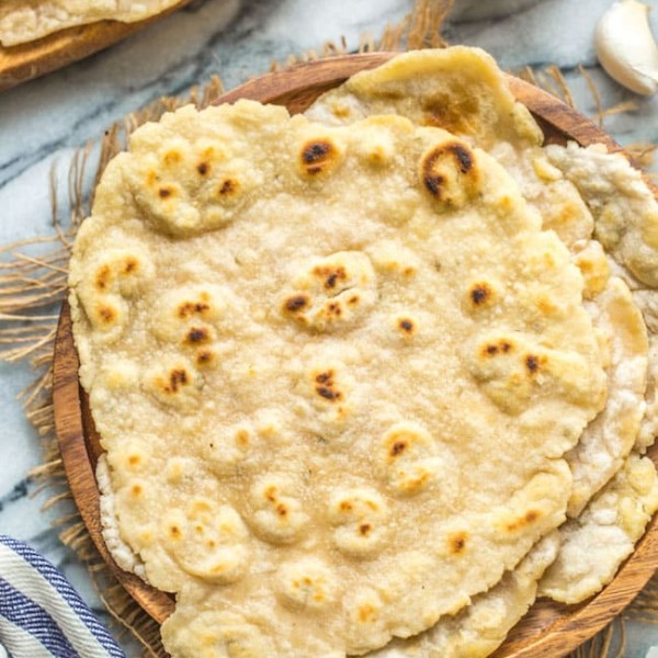 Gluten Free Flatbread stacked on a plate