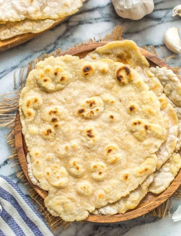 Gluten Free Flatbread stacked on a plate