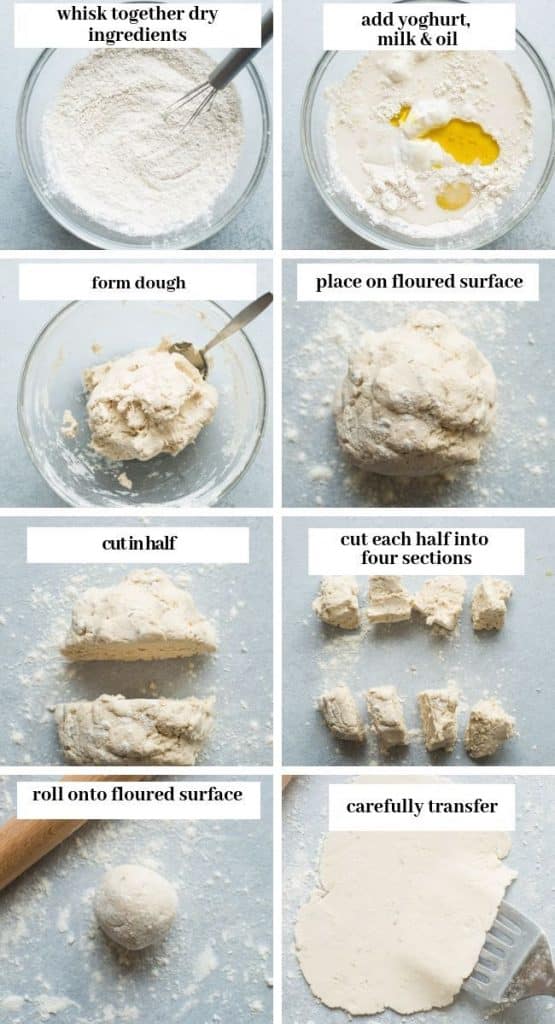 gluten free flatbread dough collage