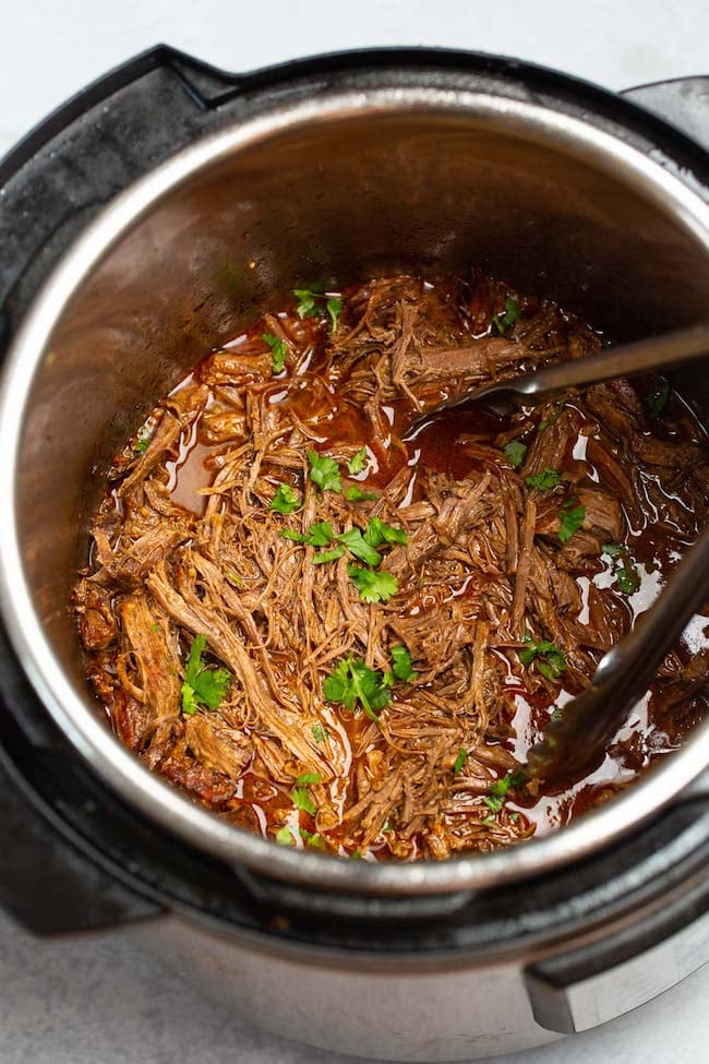 Beef Instant Pot Carnitas in pot