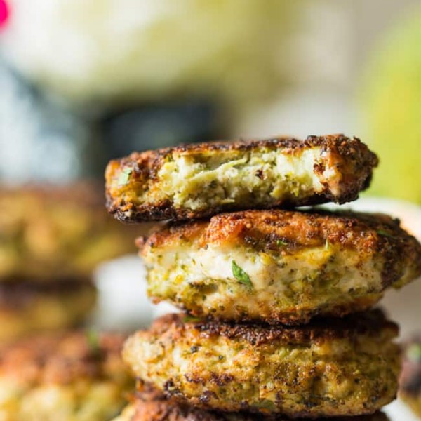 Chicken Broccoli Fritters stack
