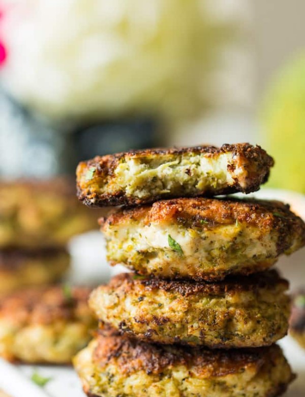 Chicken Broccoli Fritters stack