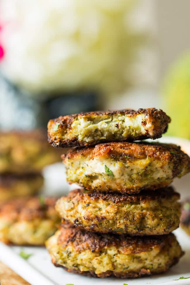 Chicken Broccoli Fritters stack