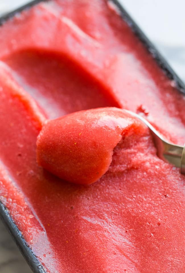 Strawberry Rose Sorbet scoop