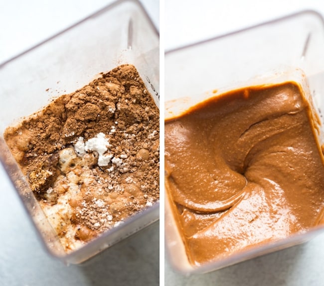 Paleo Vegan Chocolate Muffins batter collage